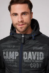 CAMP DAVID Steppjacke Outdoorjacke mit Kapuze Dunkelblau/Grau/Hellblau/Schwarz/Gelb