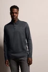 bugatti Langarm-Poloshirt Strukturoptik Dunkelblau/Dunkelgrau/Grau/Hellgrau