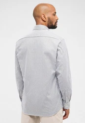 Eterna Langarmhemd MODERN FIT Grau/Dunkelblau/Weiß