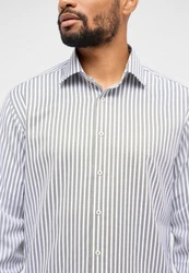 Eterna Langarmhemd MODERN FIT Grau/Dunkelblau/Weiß