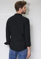 STREET ONE MEN Langarmhemd Schwarz/Dunkelblau