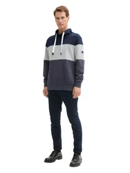 TOM TAILOR Sweatshirt Kapuzenpullover mit Colour Blocking blau