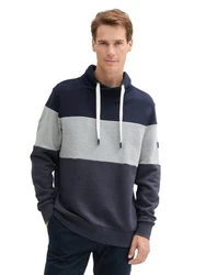 TOM TAILOR Sweatshirt Kapuzenpullover mit Colour Blocking blau