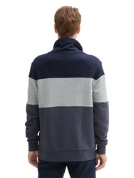 TOM TAILOR Sweatshirt Kapuzenpullover mit Colour Blocking blau