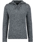 RAGMAN V-Ausschnitt Pullover Tweed mit Troyer und Zip Dunkelblau/Grau/Dunkelgrau
