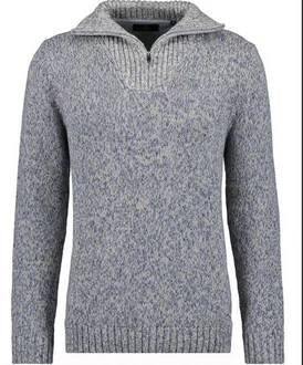 RAGMAN V-Ausschnitt Pullover Tweed mit Troyer und Zip