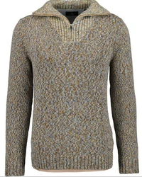 RAGMAN V-Ausschnitt Pullover Tweed mit Troyer und Zip 