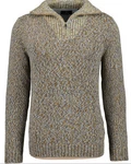 RAGMAN V-Ausschnitt Pullover Tweed mit Troyer und Zip 