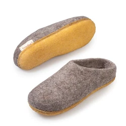naturling Herren Slipper Hausschuh Gelb/Grau/Braun
