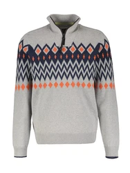 LERROS Strickpullover Troyer Grau/Rot