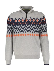 LERROS Strickpullover Troyer Grau/Rot