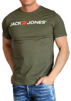 Jack & Jones Print Shirt mit Rundhalsausschnitt Dunkelgrün/Grün/Khaki