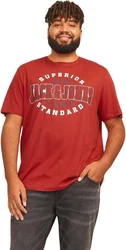 Jack & Jones Plus Print-Shirt Spar-Set 3er-Pack Big Size Shirt Dunkelblau/Dunkelrot/Hellblau/Rot