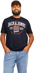 Jack & Jones Plus Print-Shirt Spar-Set 3er-Pack Big Size Shirt Dunkelblau/Dunkelrot/Hellblau/Rot
