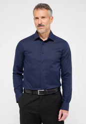 Eterna Langarmhemd SLIM FIT NON IRON Hellblau/Dunkelblau