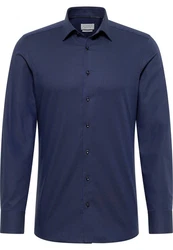 Eterna Langarmhemd SLIM FIT NON IRON Hellblau/Dunkelblau