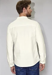 STREET ONE MEN Langarmhemd Weiß/Khaki