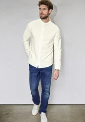 STREET ONE MEN Langarmhemd Weiß/Khaki