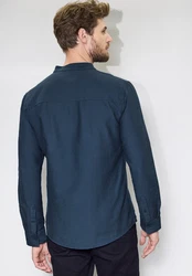 STREET ONE MEN Langarmhemd Dunkelblau/Blau