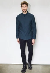 STREET ONE MEN Langarmhemd Dunkelblau/Blau