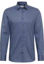 Eterna Langarmhemd SLIM FIT NON IRON Hellblau/Dunkelblau/Blau