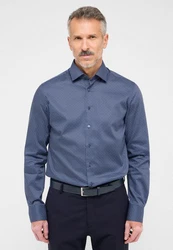 Eterna Langarmhemd SLIM FIT NON IRON Hellblau/Dunkelblau/Blau