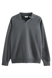 Next Sweatjacke Trophy Polo-Neck Sweatshirt Hellgrau/Dunkelgrau/Grau