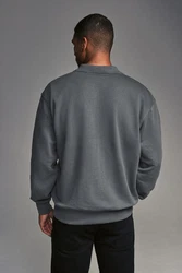 Next Sweatjacke Trophy Polo-Neck Sweatshirt Hellgrau/Dunkelgrau/Grau