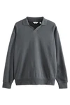 Next Sweatjacke Trophy Polo-Neck Sweatshirt Hellgrau/Dunkelgrau/Grau