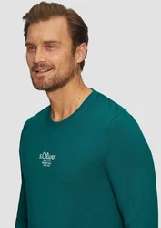 s.Oliver Langarmshirt mit Logo-Stickerei Grün/Türkis/Dunkelgrün
