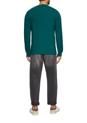 s.Oliver Langarmshirt mit Logo-Stickerei Grün/Türkis/Dunkelgrün
