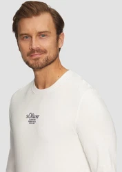 s.Oliver Langarmshirt mit Logo-Stickerei Weiß/Dunkelblau/Rosa/Beige/Creme/Khaki