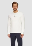 s.Oliver Langarmshirt mit Logo-Stickerei Weiß/Dunkelblau/Rosa/Beige/Creme/Khaki