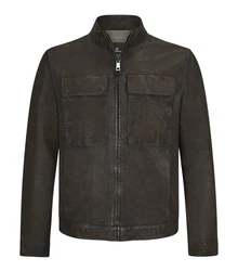 Milestone Lederjacke MSTizian Dunkelbraun/Braun/Grau/Khaki/Dunkelgrün