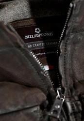 Milestone Lederjacke MSTizian Dunkelbraun/Braun/Grau/Khaki/Dunkelgrün