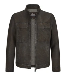 Milestone Lederjacke MSTizian Dunkelbraun/Braun/Grau/Khaki/Dunkelgrün