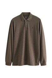Next Langarm-Poloshirt Khaki/Grau/Braun/Dunkelgrün