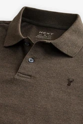 Next Langarm-Poloshirt Khaki/Grau/Braun/Dunkelgrün