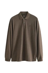 Next Langarm-Poloshirt Khaki/Grau/Braun/Dunkelgrün