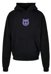 Emoji Couture Hoodie Evil Smiling Furry Face Premium Qualität lila