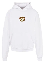 emoji couture Hoodie Smiling monkey Weiß/Braun