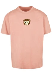 emoji couture T-Shirt Smiling monkey furry face Rosa/Gold