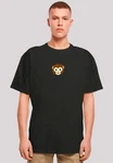 emoji couture T-Shirt Smiling monkey furry face Schwarz/Beige/Grün