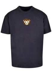 emoji couture T-Shirt Smiling monkey furry face Dunkelblau/Blau/Braun