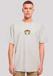 emoji couture T-Shirt Smiling monkey furry face Khaki/Grau/Hellgrau/Beige