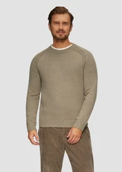 s.Oliver Strickpullover Crew-Neck-Pullover Khaki/Beige/Dunkelgrün