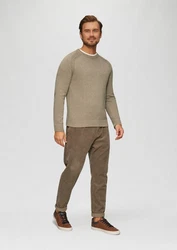 s.Oliver Strickpullover Crew-Neck-Pullover Khaki/Beige/Dunkelgrün