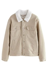 Next Jeansjacke Jeans-Truckerjacke (1-St) Beige/Khaki/Braun