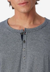 Schiesser Pyjama selected! premium inspiration mit praktischer Knopfleiste Dunkelblau/Grau/Dunkelgrau