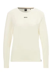 BOSS Langarmshirt mit Rundhalsausschnitt Beige/Braun/Weiß/Rosa/Gelb